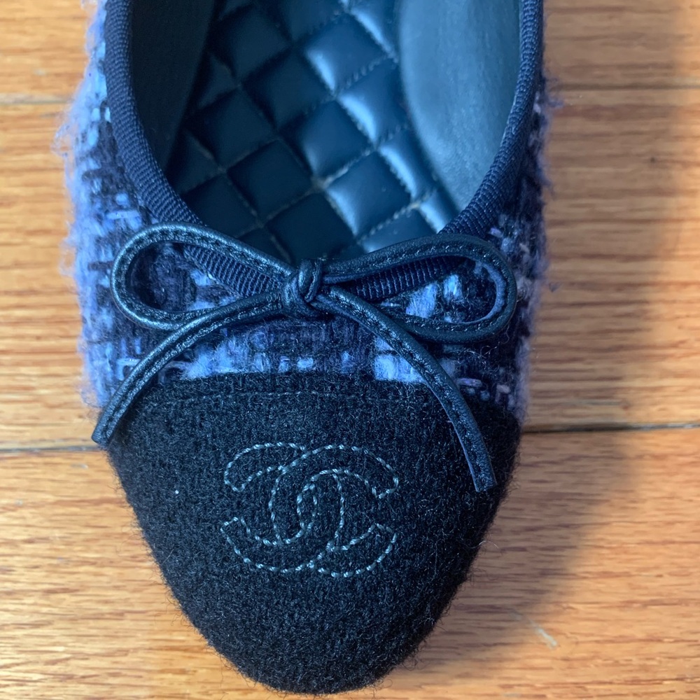 Chanel Blue Tweed Ballerina Flats